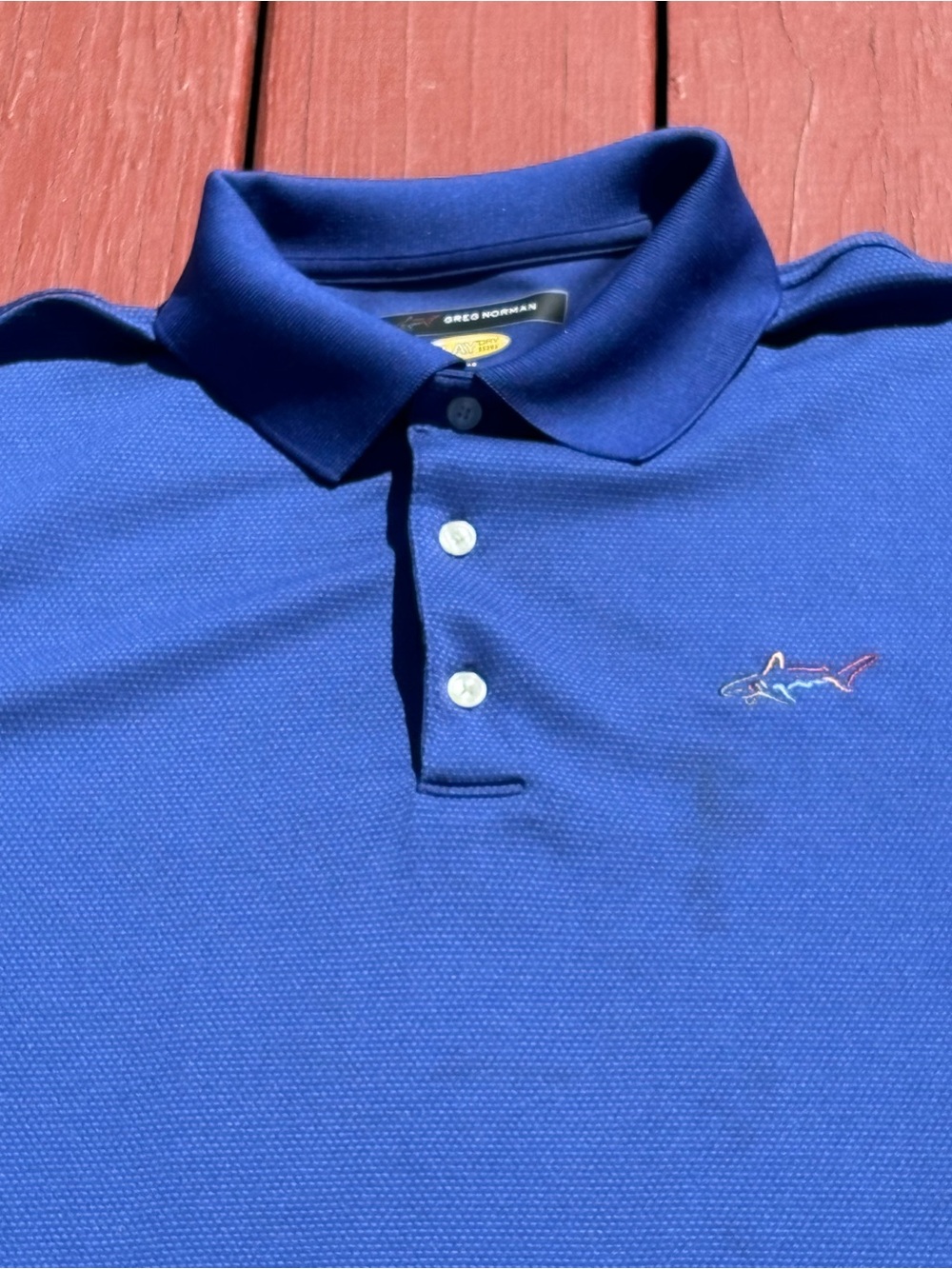 Greg Norman Men’s Medium Play Dry Blue Polo Gold Shirt - Picture 3 of 9